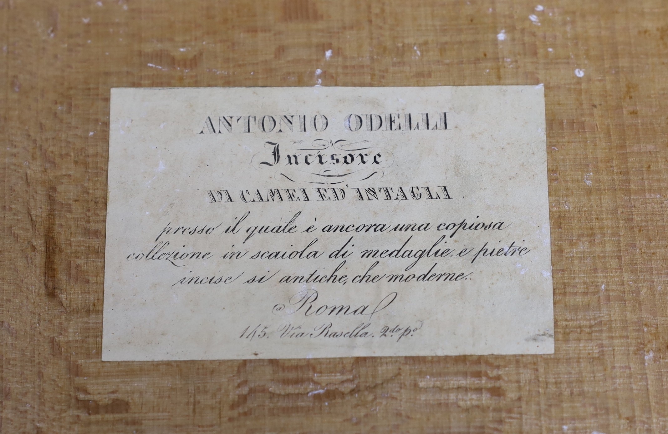 A cased set of eighty three Italian Grand Tour plaster roundels after intaglios of various subjects, box 29 x 22.5cm, largest cameo 5 x 4cm